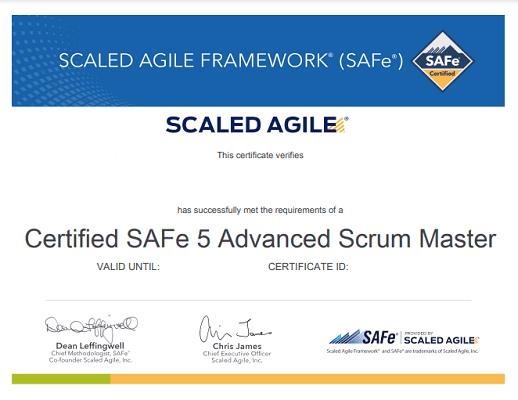 SAFe Advanced Scrum Master (SASM) - Certificate