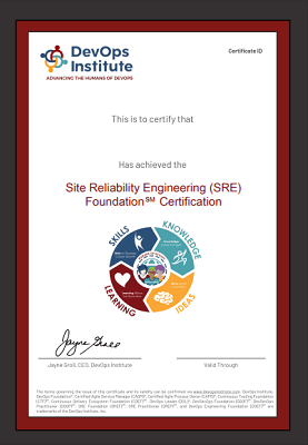 Site Reliability Engineering SRE Foundation Certification