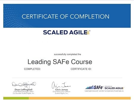 Leading SAFe Certificate