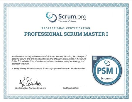 PSM 1 Certificate